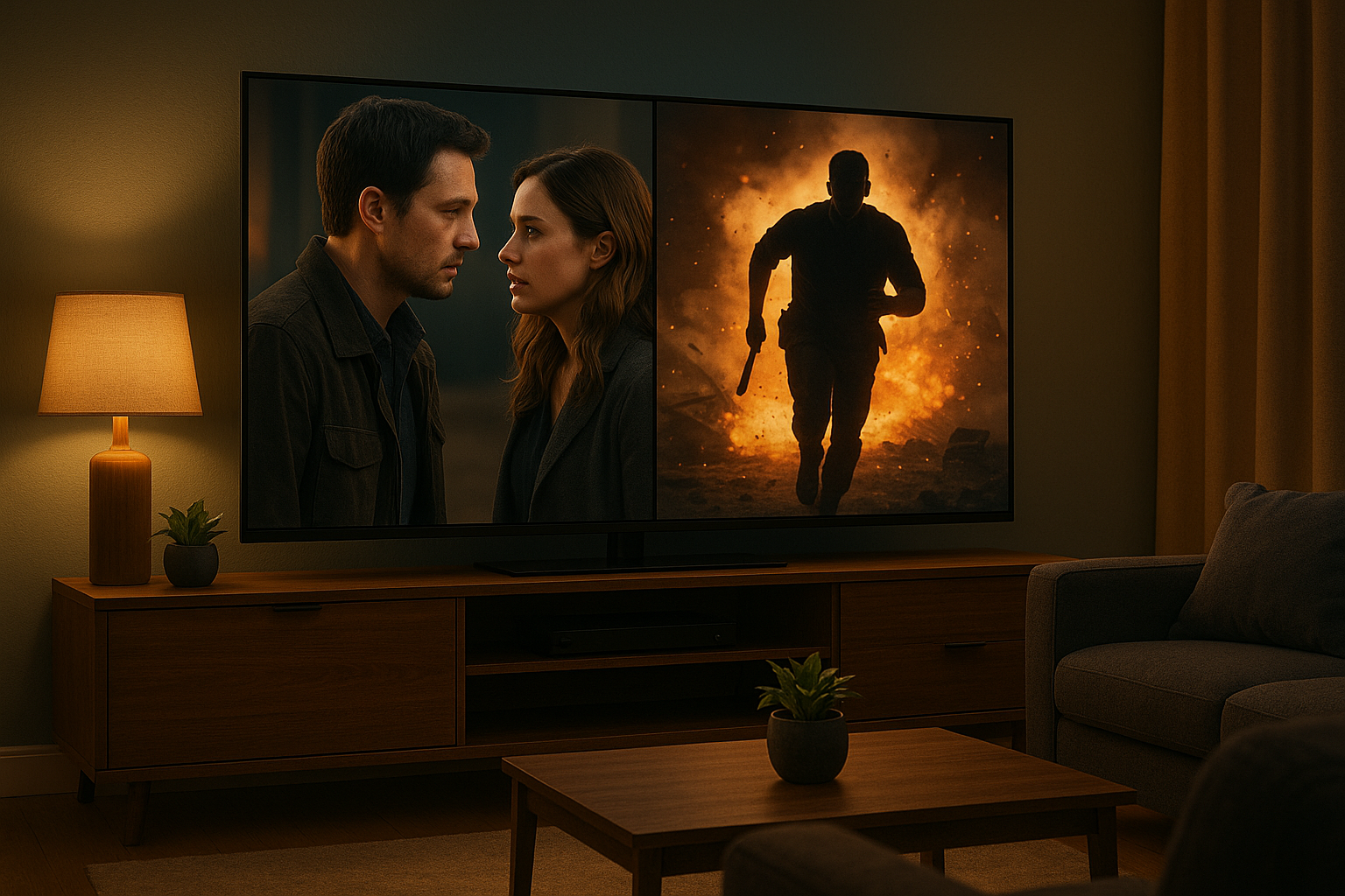 Cozy Living Room with Cinematic Moments